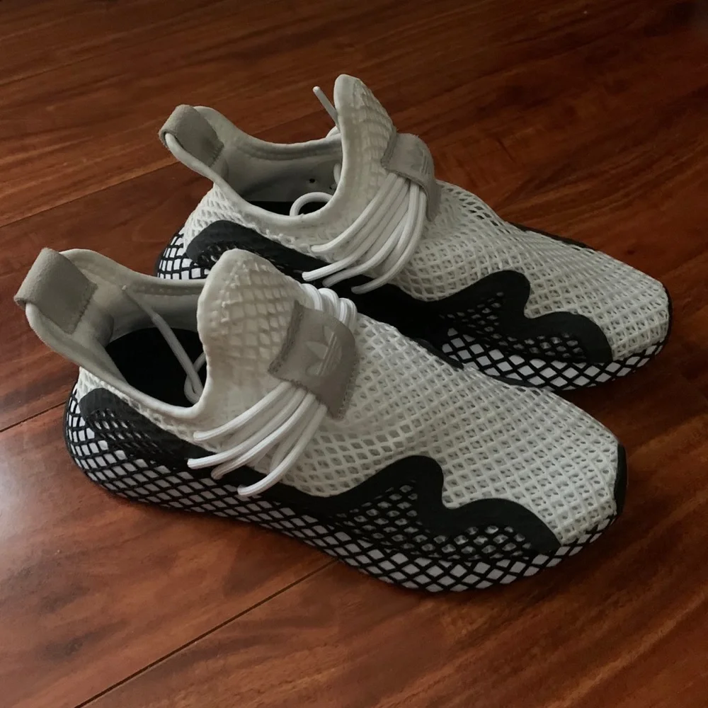 adidas White and Black Mesh Sneakers